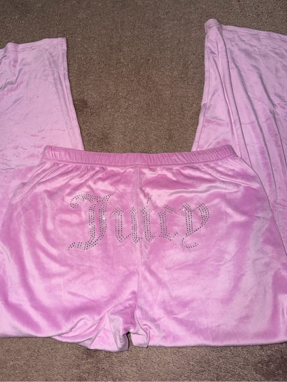 Juicy Couture Pink Velour Rhinestone Logo Track Pants